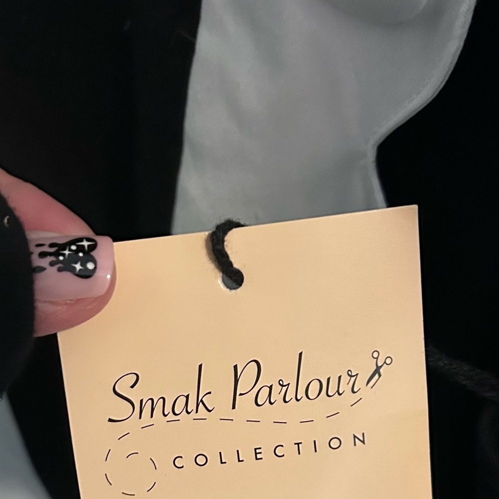 NWT-Smak Parlour-Sz 1X-black & white stripe scallop mini dress 🖤🤍🖤 - Picture 4 of 5